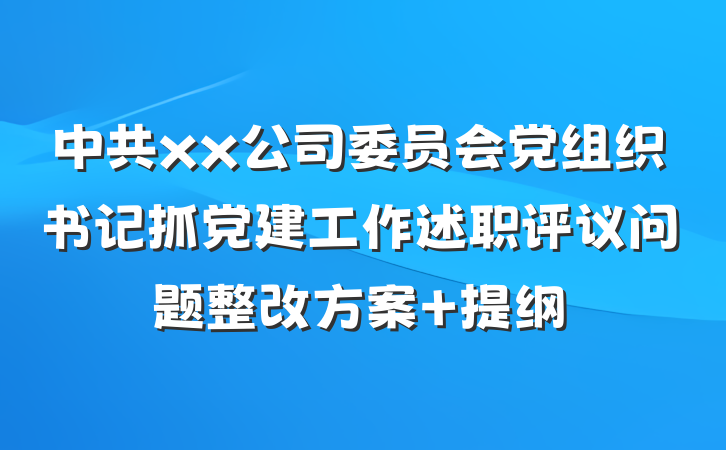 中共xx公司委员会党组织书记抓党建工作述职评议问题整改方案 提纲