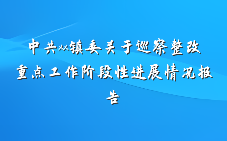 中共xx镇委关于巡察整改重点工作阶段性进展情况报告