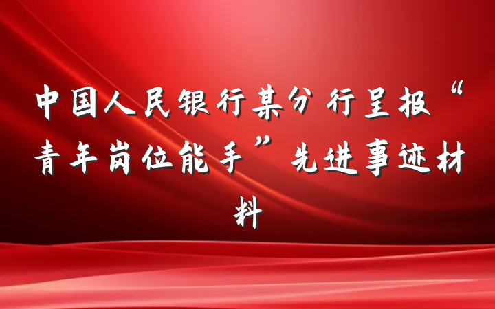 中国人民银行某分行呈报“青年岗位能手”先进事迹材料