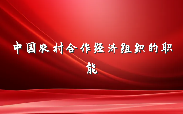 中国农村合作经济组织的职能