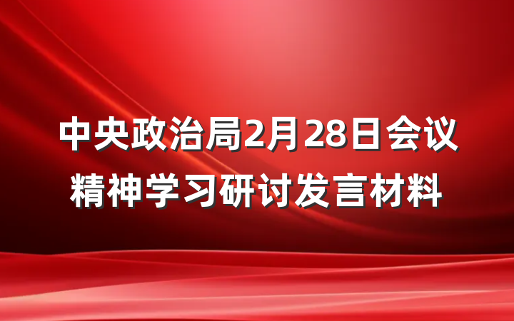 中央政治局2月28日会议精神学习研讨发言材料