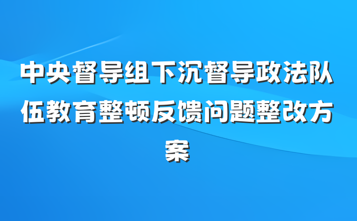 中央督导组下沉督导政法队伍教育整顿反馈问题整改方案