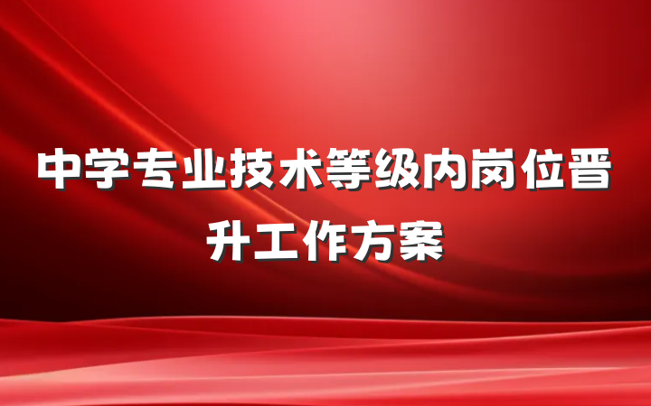 中学专业技术等级内岗位晋升工作方案