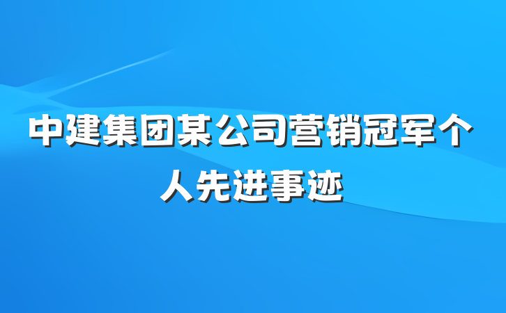 中建集团某公司营销冠军个人先进事迹