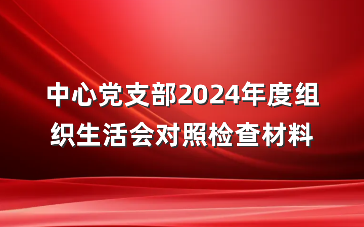 中心党支部2024年度组织生活会对照检查材料