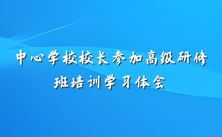 中心学校校长参加高级研修班培训学习体会
