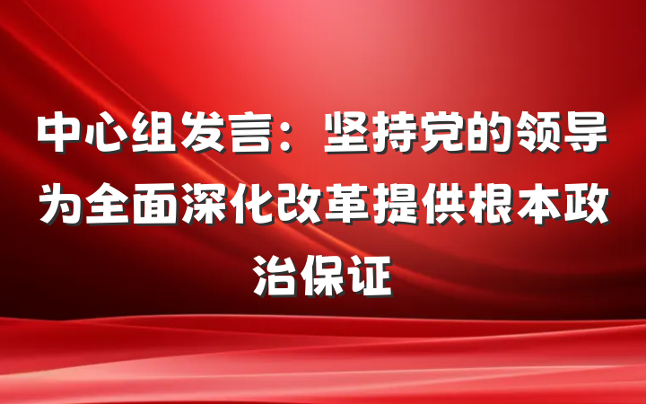 中心组发言：坚持党的领导为全面深化改革提供根本政治保证