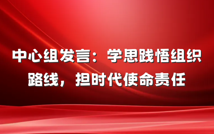 中心组发言：学思践悟组织路线，担时代使命责任