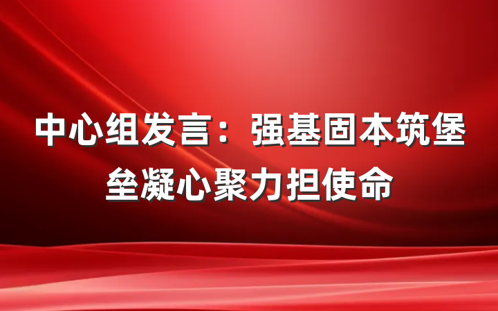 中心组发言：强基固本筑堡垒凝心聚力担使命