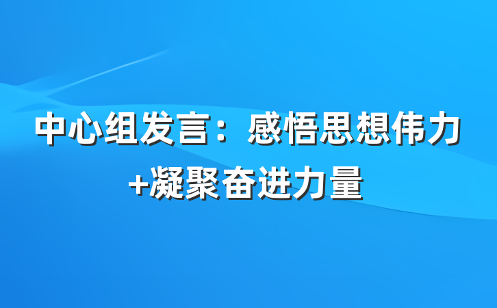 中心组发言：感悟思想伟力 凝聚奋进力量