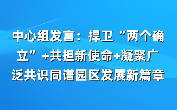 中心组发言：捍卫“两个确立” 共担新使命 凝聚广泛共识同谱园区发展新篇章