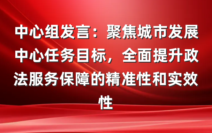中心组发言：聚焦城市发展中心任务目标，全面提升政法服务保障的精准性和实效性
