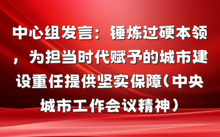 中心组发言：锤炼过硬本领，为担当时代赋予的城市建设重任提供坚实保障（中央城市工作会议精神）