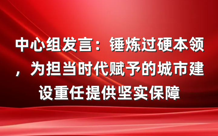 中心组发言：锤炼过硬本领，为担当时代赋予的城市建设重任提供坚实保障