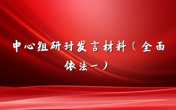 中心组研讨发言材料（全面依法_）