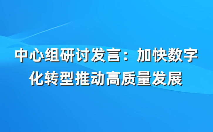 中心组研讨发言：加快数字化转型推动高质量发展
