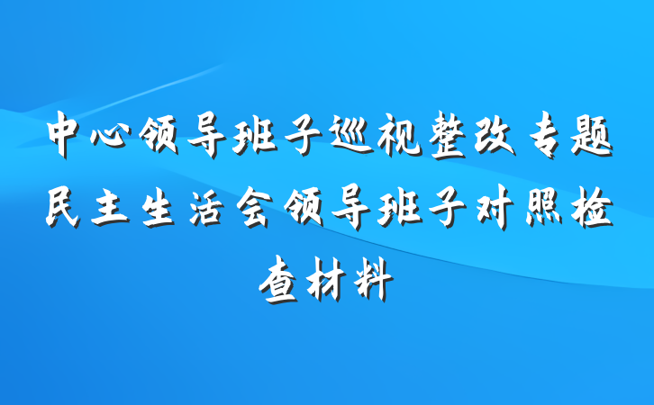 中心领导班子巡视整改专题民主生活会领导班子对照检查材料
