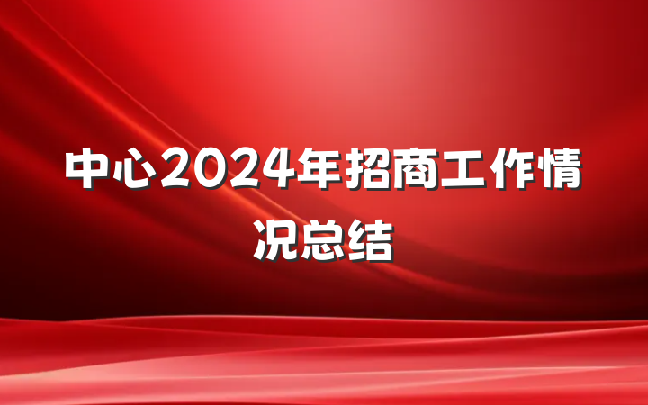 中心2024年招商工作情况总结