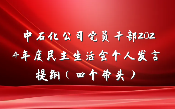 中石化公司党员干部2024年度民主生活会个人发言提纲（四个带头）