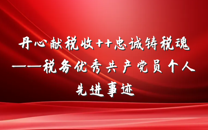 丹心献税收  忠诚铸税魂——税务优秀共产党员个人先进事迹