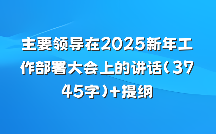 主要领导在2025新年工作部署大会上的讲话（3745字） 提纲