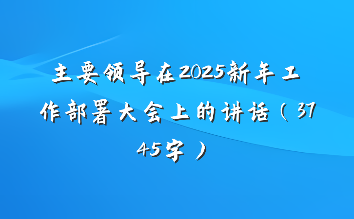 主要领导在2025新年工作部署大会上的讲话（3745字）