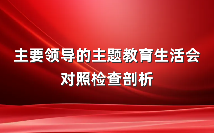 主要领导的主题教育生活会对照检查剖析