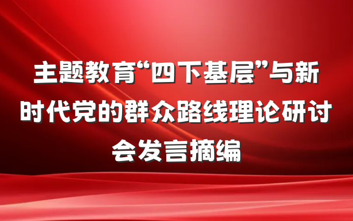 主题教育“四下基层”与新时代党的群众路线理论研讨会发言摘编