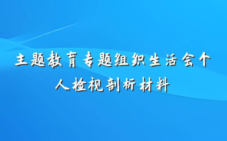 主题教育专题组织生活会个人检视剖析材料