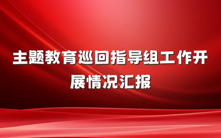 主题教育巡回指导组工作开展情况汇报