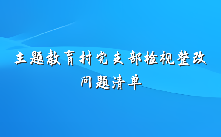 主题教育村党支部检视整改问题清单