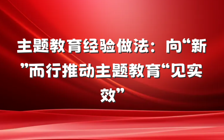 主题教育经验做法：向“新”而行推动主题教育“见实效”