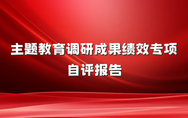 主题教育调研成果绩效专项自评报告