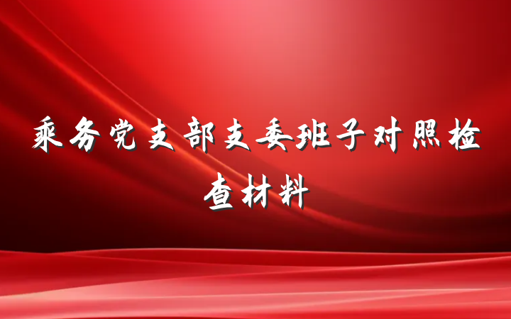 乘务党支部支委班子对照检查材料