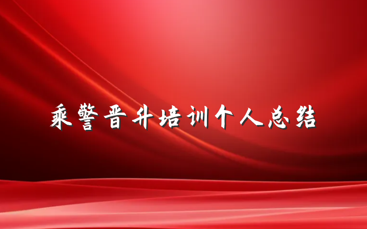 乘警晋升培训个人总结