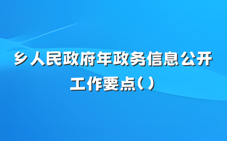 乡人民政府年政务信息公开工作要点（）