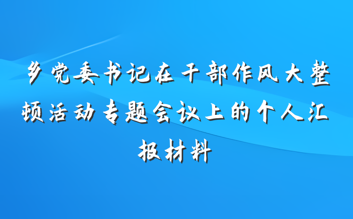 乡党委书记在干部作风大整顿活动专题会议上的个人汇报材料
