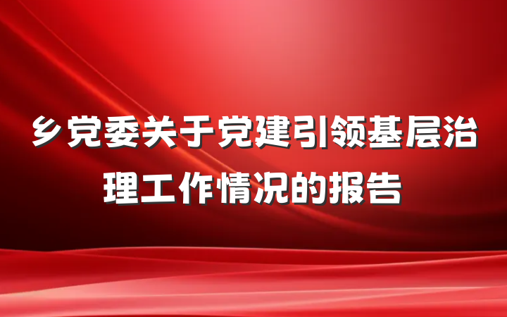 乡党委关于党建引领基层治理工作情况的报告