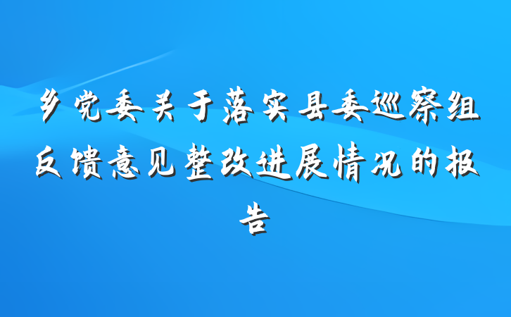 乡党委关于落实县委巡察组反馈意见整改进展情况的报告