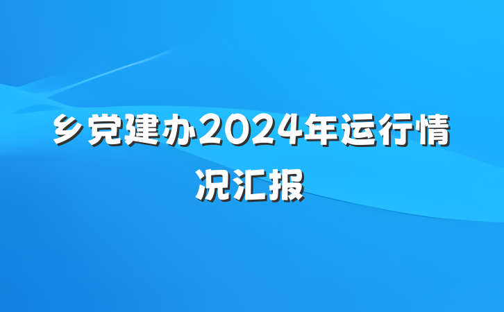 乡党建办2024年运行情况汇报