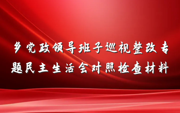 乡党政领导班子巡视整改专题民主生活会对照检查材料