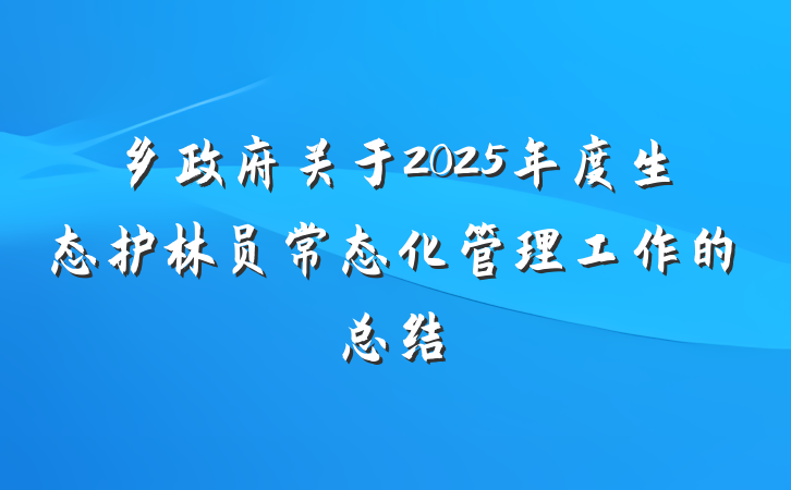 乡政府关于2025年度生态护林员常态化管理工作的总结
