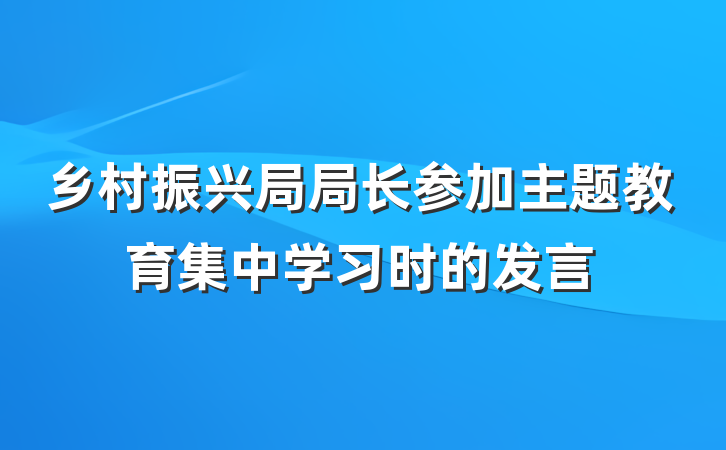 乡村振兴局局长参加主题教育集中学习时的发言