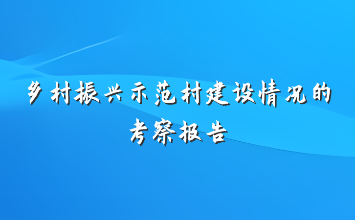 乡村振兴示范村建设情况的考察报告