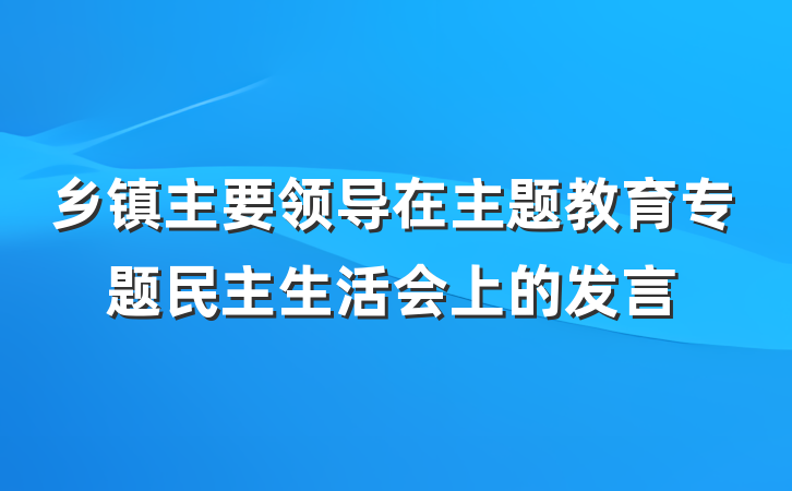 乡镇主要领导在主题教育专题民主生活会上的发言