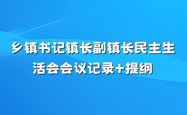 乡镇书记镇长副镇长民主生活会会议记录 提纲