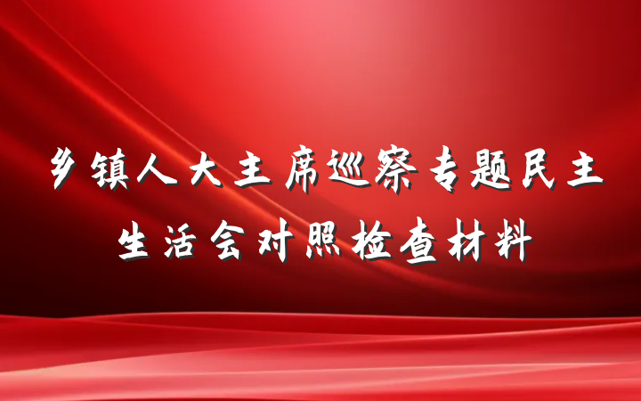 乡镇人大主席巡察专题民主生活会对照检查材料