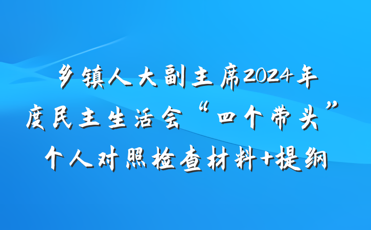 乡镇人大副主席2024年度民主生活会“四个带头”个人对照检查材料 提纲