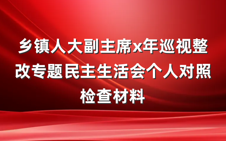 乡镇人大副主席x年巡视整改专题民主生活会个人对照检查材料