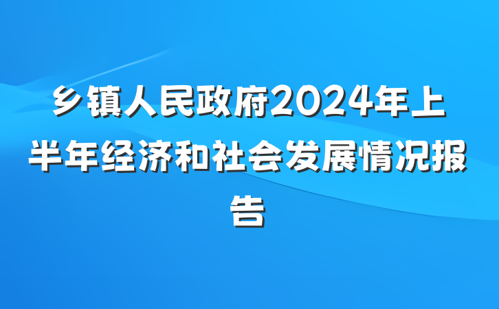乡镇人民政府2024年上半年经济和社会发展情况报告